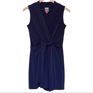 Vince Camuto Navy Blue Sleeveless Wrap Tie-Waist Romper S